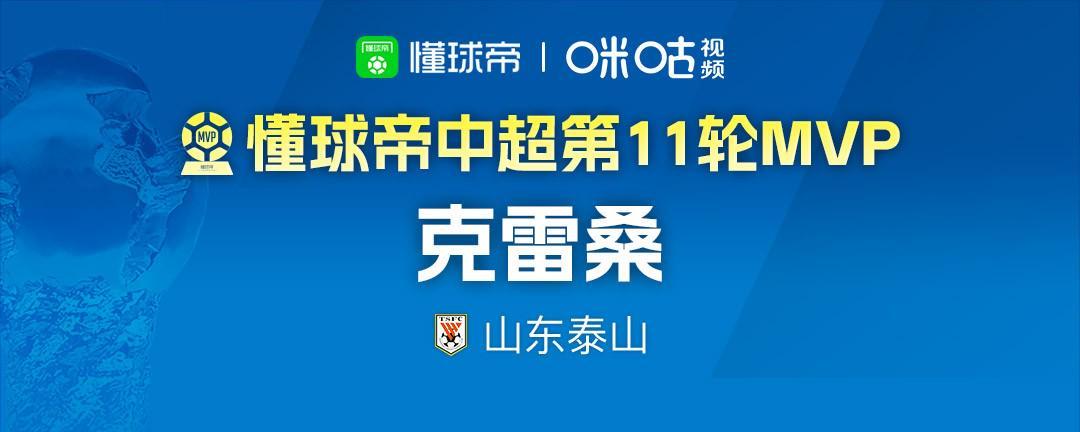 懂球帝2026赛季中超第11轮MVP：克雷桑